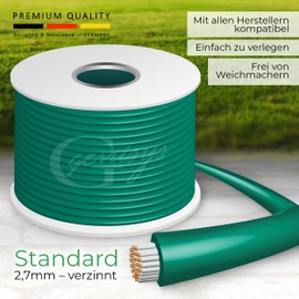 Genisys Robotic Lawnmower Cable Compatible with Greenworks Optimow Lawn Robot Mower Boundary Wire - High-Quality Tin-Plated Copper-Plated HQ Aluminium - Diameter 2.7 mm - Improved Model 2023, Length: