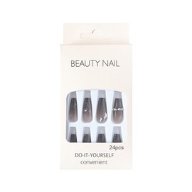 Lwenjing Nail Tips, 24 Pieces, 3D Nail Tips, Handmade Nail Tips, Short, Spring and Summer, Popular, Japanese Style, Cute, Simple, Stylish, Bride, Shiny, False Nails, Double-Sided Tape, Coming of Age