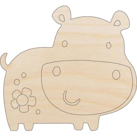 Hippo - Laser Cut Out Unfinished Wood Craft Shape HIP2 3 Pieces @ 3" / 1/4" thick