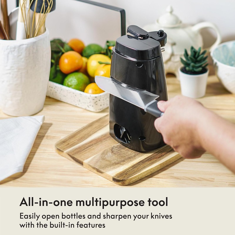 bella Electric Can Opener and Knife Sharpener, Removable Cutting Lever,