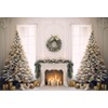Kate 7×5ft Christmas Backdrop Photography Fireplace White Window Christmas Tree