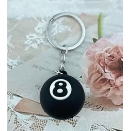 Donaly Keychain, Set of 2, 8 Balls, Dice, Billiard, Stylish, Key Ring, 3. Red