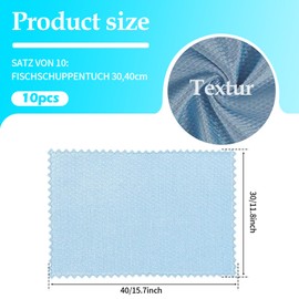 YUFFQOPC Pack of 10 Microfibre Cloths Window Cloth Streak-free Fishscale Cleaning Cloths for Glass, Mirrors, Glasses, Car Windows, Kitchen, Bathroom, Taps 30 x 40 cm