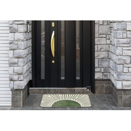 Nogrit Boho Outside Inside Door Mat, Boho Green Welcome Mat Outdoor Front Outside Entrance, Sun Set Indoor Door Mats for Entryway, 17x30 (Green Sun)