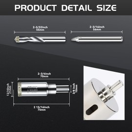 13/16inch | 21mm Diamond Hole Saw with Center Drill bit and Diamond-Coated Center Drill bit for Ceramic Glass Marble Fiberglass Granite and Porcelain Tiles by CENYB