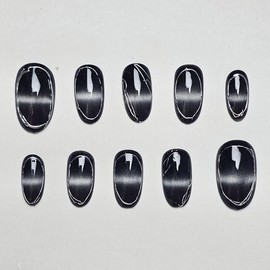Black Barcode [Handmade Nail Tips] Emily Nail - Medium Square / 블랙바코드 [수제네일팁] 에밀리네일 - 미듐스퀘어