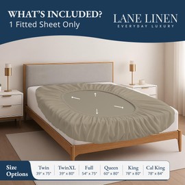 Lane Linen 100% Egyptian Cotton Queen Size Fitted Sheet Only (61"x81" + 16") - Elegant Sateen Weave, Ultra Soft, Breathable, Highly Durable, Deep Pockets Upto 17" - Linen