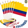 LUSEOAN 20 Pack Colombia Mini Stick Flags Colombian Small Miniature