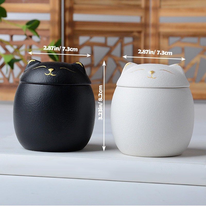 Mini Urns for Ashes, Handicrafted Matte Ceramic Cat Ashes Urns