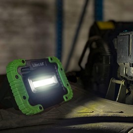 LitezAll LED Work Light | Compact and Portable Light 1000 Lumens | Non-Slip With 7 Position Adjustable Kickstand Handle | Rubber Grip LED Garage Lights and Basement Lights