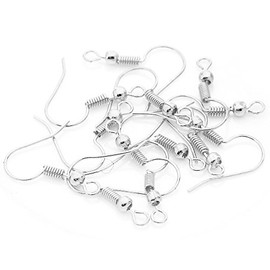 Linsoir Beads Iron Wire Earring Hooks with Large Loop Packed of 200 Silver Plated by Linsoir beads