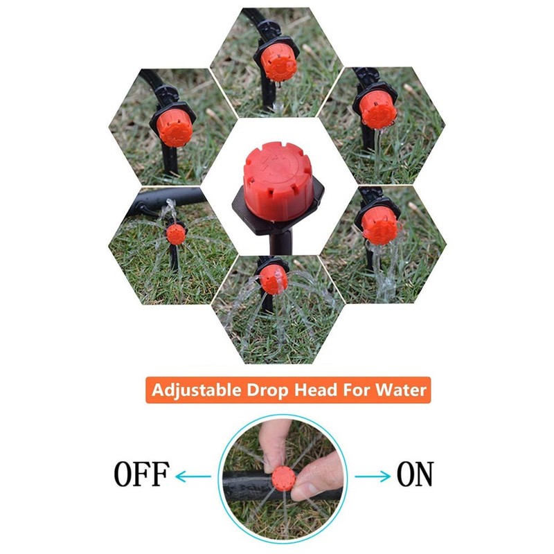 Kalolary 200Pcs 1/4Inch Adjustable Micro Drip Irrigation System Watering Sprinklers