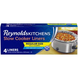 Reynolds Kitchens Slow Cooker Liners 4 Count BPA Free Easy Cleanup 13x21 Inches