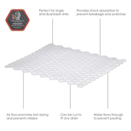 Spectrum Diversified Hexa Flexible, Trimmable Soft-Touch Mat, Easy-Draining, Modern Kitchen Sink Protector, Clear