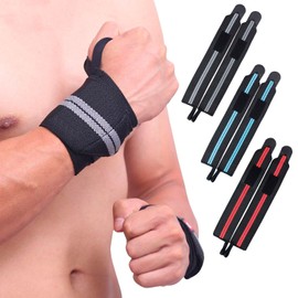 EVOLUXO 1 Pair Wrist Wraps with Thumb Loop and Velcro Fastening for Weight Training & Fitness Black/Red