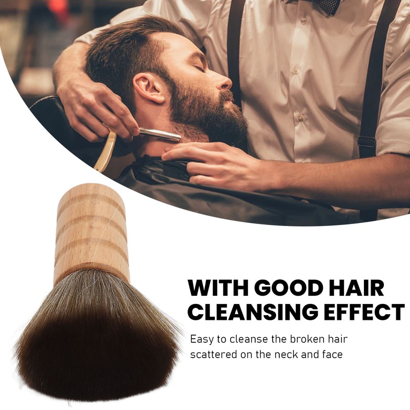 Barber Neck Duster Brush Soft Hair Wooden Handle Hair Sweeping