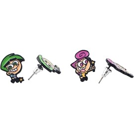 Wanda And Cosmo Cartoon Characters Enamel Metal Stud Earrings Set of 2