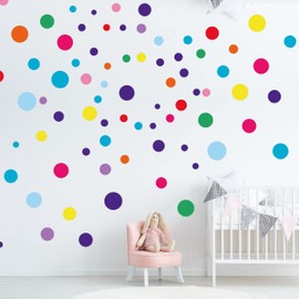 ELES VIDA - Wall Sticker Dots for Children's Room - 100 Wall Stickers Set - Pastel Colours for Baby to Stick on Wall Sticker Decoration - Wall Foil Dots Circles Colourful Colours Colourful for