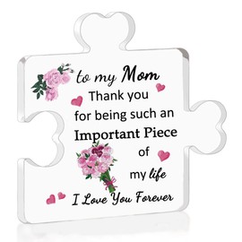 Acrylic Puzzle Plaque Mom Mother's Gifts Mummy Birthday Gift Women Desk Sign Decoration Mum Christmas Thanksgiving Present Mommy Thank You for Being Such An Important Piece of My Life