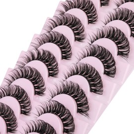 Eyelashes Russian Strip Lashes D Curl Fluffy Wispy Natural Cat Eye False Lashes Look like Eyelash Extensions 10 Pairs by Yawamica