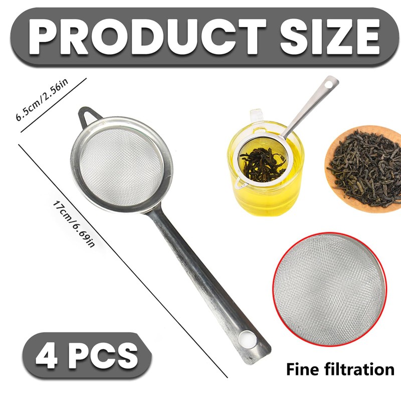 4 Pcs Tea Strainer Fine Mesh Tea Strainers for Loose