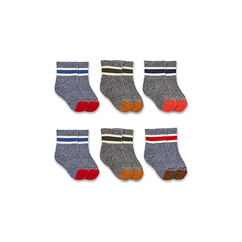 Carhartt Boys Midweight Camp Crew 6 Pack Socks, Assorted 1