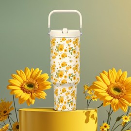 Cafezi 40oz Tumbler with Handle and Straw, Vacuum Insulated Tumblers with Flip Straw and Top Handle, Reusable Insulated Cup for Home, Outdoors, Leakproof, Fits in Cup Holder, Cold for 30 Hours