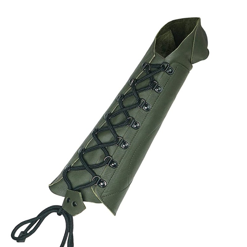 ArcheryMax Handmade Leather Arm Guard Bow Hand shooting Glove (Green,