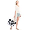 Funky Junque Beach Tote Bag: Cattle Print - Black