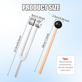 Tuning Fork 136.1 Hz Professional Tuning Fork Therapy Sound Therapy Frequency Therapy 21.5 cm / 8.5 in Aluminium Alloy Chakra with Wooden Hammer Silver Bag for Sound Massage and Physiotherapy