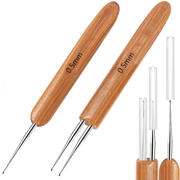 2 Pcs Dreadlocks Crochet Hooks Set, Reusable Bamboo Latch Crochet