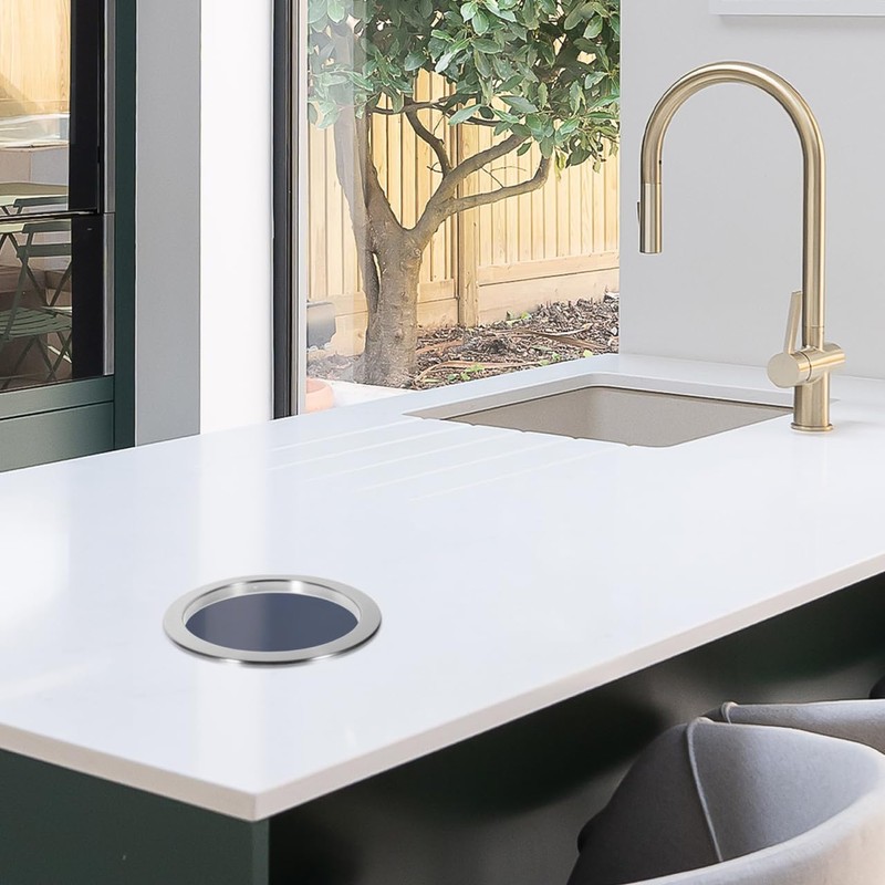 JECOMPRIS Round Countertop Working Top Flush Built-in Waste Trash Chute