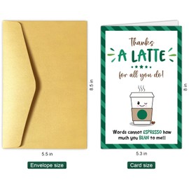 Funny Coffee Thank You Card for Boss Leader Colleague, Pun Appreciation Card for Boss Men Women, Lovely Bosses Day Card, Thanks A Latte for All You Do