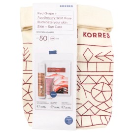 Korres Red Grape Sheer Glow Daily Sunscreen SPF50 Face Cream 40ml + Gift Wild Rose Day-Brightening Gel-Cream 20ml & Wild Rose Instant Brightening Face Mask 20ml