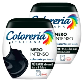 Grey 2x Coloreria Italiana Colorante per Tessuti in Lavatrice Colore Nero Intenso Formula Tutto in Uno - 2 Confezioni Monodose da 350 g