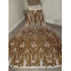 wowfabric4less123 Gold White 4way stretch sequin Lace fabric 50” Width