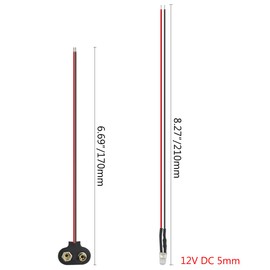 WMYCONGCONG 70 PCS Mixed Color 12V DC 5mm Light Emitting Diode Pre Wired 20cm Bulb Lamp w/ 20 PCS 5mm Light Emitting Diode Holder w/ 10 PCS 9V Battery Clip Connector