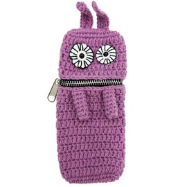 Macaroni Edge Wool Yarn Pen Case, Gyoro Me Pouch, Multi Case, Accessory Holder, Pencil Case, Monster, Ladies, Storage, Korean Goods, Handmade, purple, Pen Case