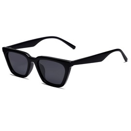 SOJOS Cateye Sonnenbrille Damen Polarisiert Vintage Retro Eckig Coole Frauen Schmale UV400 Schutz Klassische Outdoor Moderne Sonnenbrillen SJ2169 mit Schwarzer Rahmen/Graue Linse