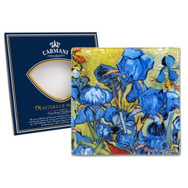 Carmani 5 inchx5 inch Decorative Glass Plates, Van Gogh Irises Painting on the Plate, Decorative Plate for Home and Decor, Fancy Gifts for Loved Ones, EA, Green