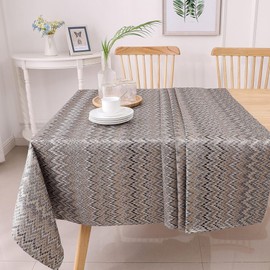 Majestic Giftware Polyester Tablecloths for Rectangle Tables | (70/120) - TC1340 Jacquard Dark Zigzag Print Hem Stitch Dining Table Cover | Decorative Washable Tablecloth for Kitchen, Dining