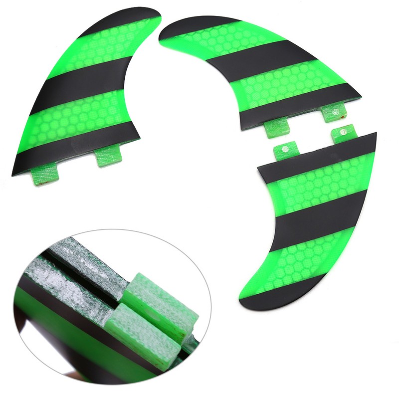 Green Black FCS G5 Surf Fins Surfboard Fiberglass Comb Tri