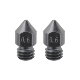 VGOL Pack of 2 3D Printer MK8 Nozzle Made of Hardened Steel 0.6 mm High Temperature Nozzles Compatible with MakerBot Compatible with End 3 End 3S Metal Hotend Black