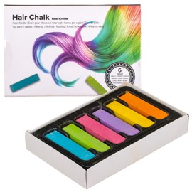 MIJOMA Hair Chalk Set - Temporary Hair Chalk for Children & Adults - Intense Colours for Creative Styling - Easy to Wash Out, Ideal for Carnival, Party, Festival & Cosplay (Multicoloured, Pack of 6)