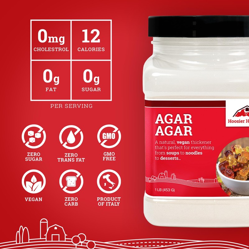 Hoosier Hill Farm Agar Agar Powder, 1LB (Pack of 1)
