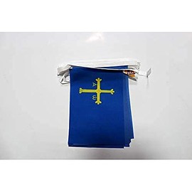 Asturias 6 meters BUNTING Flag 20 flags 9'' x 6'' - Spanish region of Principado de Asturias STRING flags 15 x 21 cm - AZ FLAG