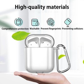 KANOYO Silikon Hülle für Airpods 2 Hülle Kopfhörer Case und Schutzhülle Kompatibel Airpods 1/2 Silikon Cover,Stoßfeste Schutzhülle,Kratzfest - Durchsichtig