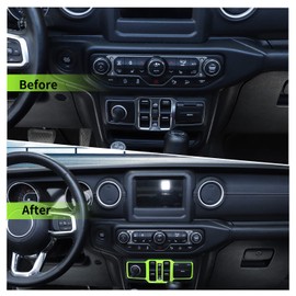 SQQP Center Console Window Control Switch Button Panel Cover Trim Compatible with 2018-2022 Jeep Wrangler JL JLU & Jeep Gladiator JT(Green)
