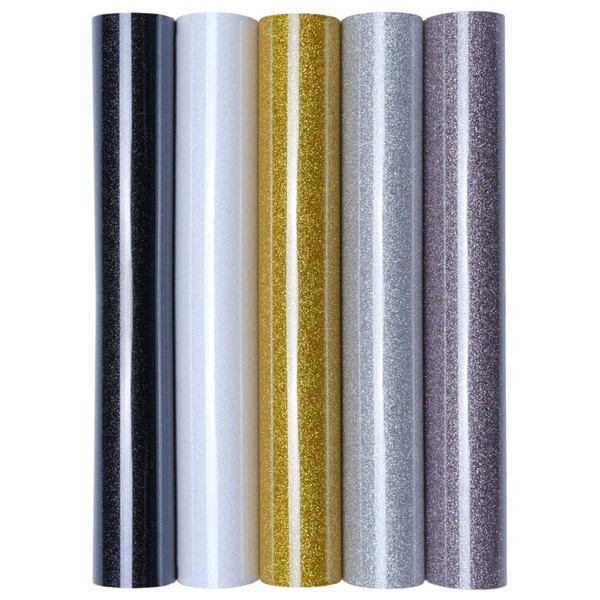 Set of 5 Glitter A4 Transfer Film/Textile Film for Ironing on Textiles – Perfectly Suitable for Plotter