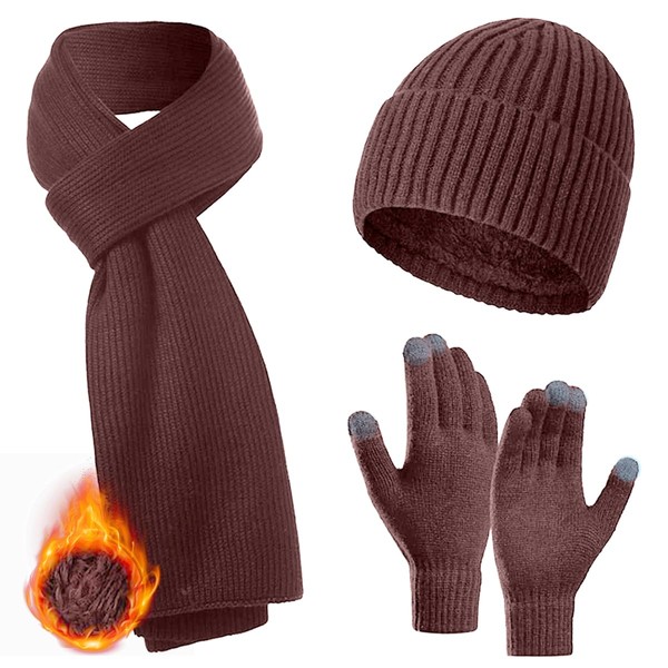 DEESTE Kit de Gorro, Bufanda y Guantes para Frio, Gorros